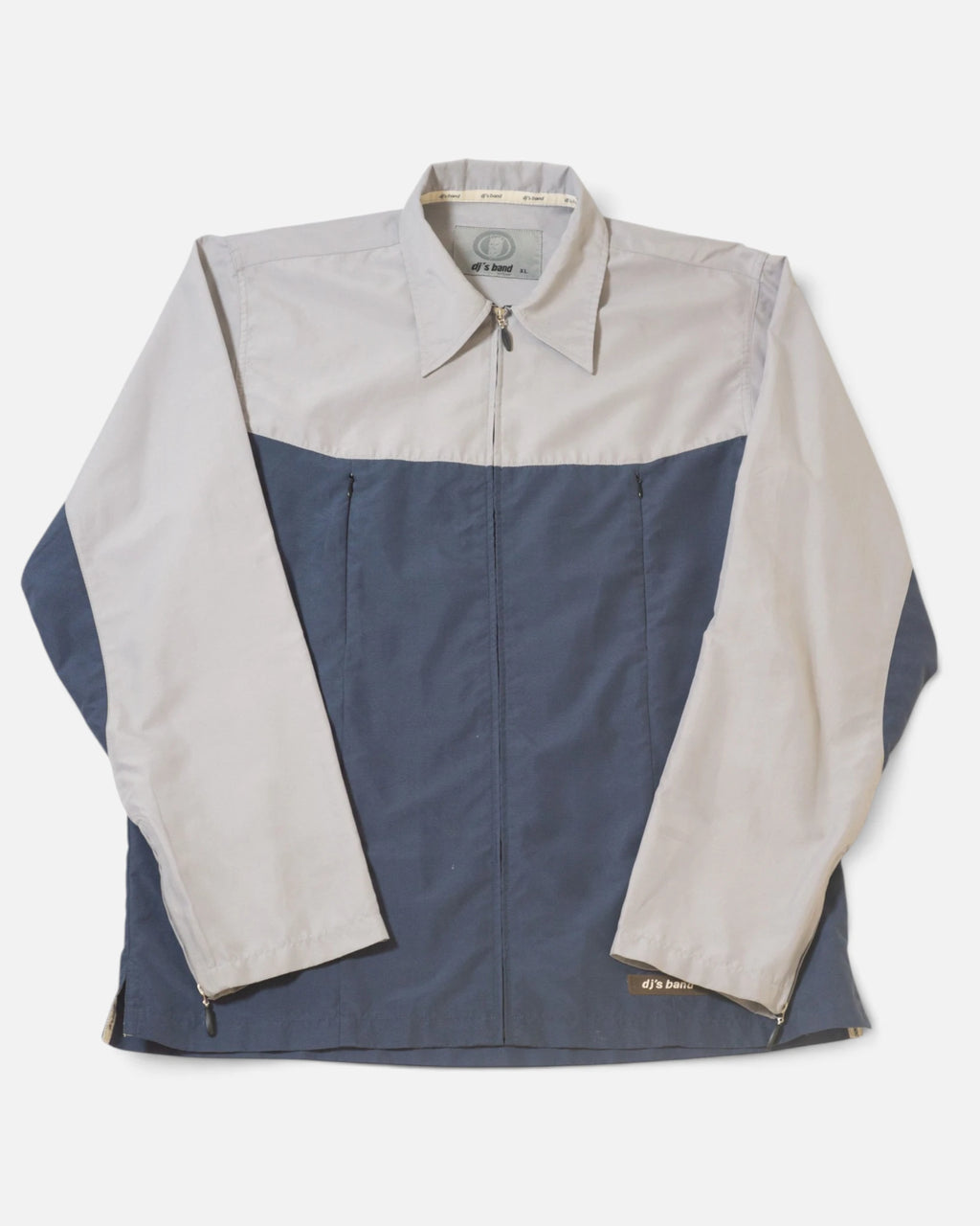 Chaqueta Dj's Band Colorblock Gris Azul Y2K — Talla XL