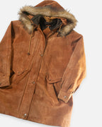 Parka Ante Marrón Caramelo Pelo Vintage 90s — Talla M