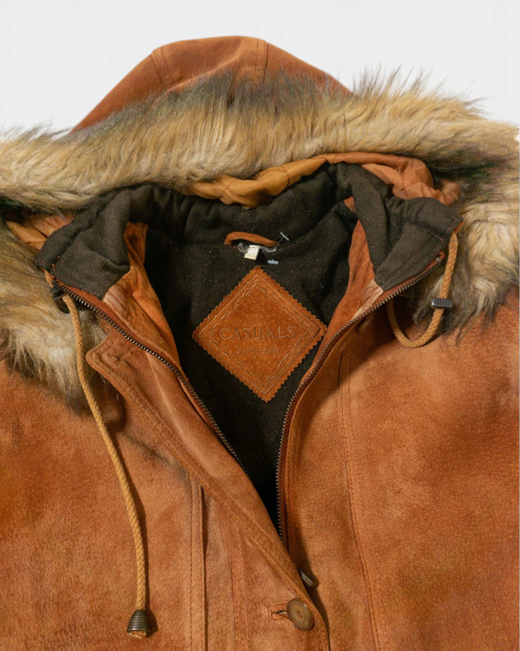 Parka Ante Marrón Caramelo Pelo Vintage 90s — Talla M