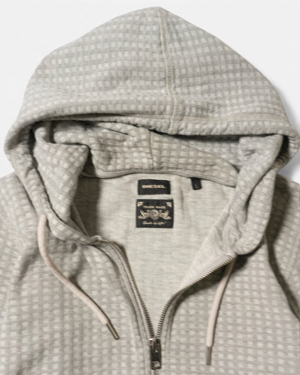 Sudadera Diesel Gofrada Gris Vintage 00s — Talla L (Mujer)