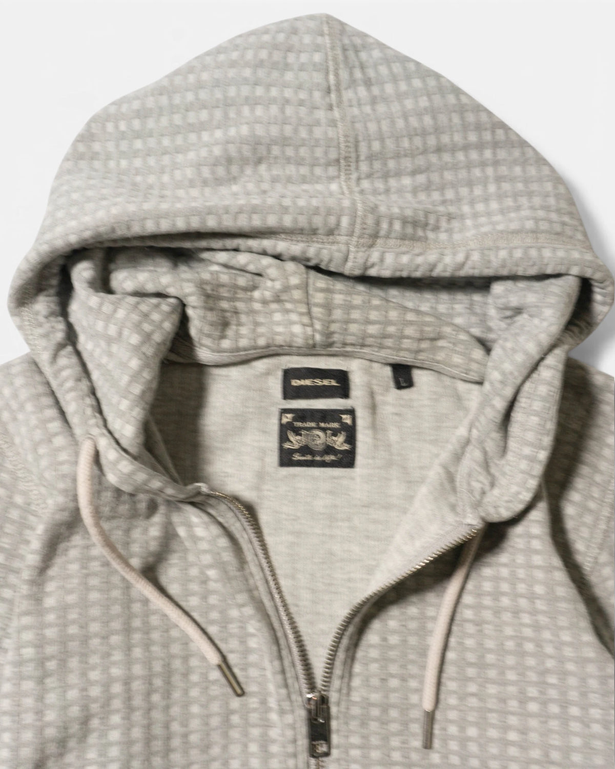 Sudadera Diesel Gofrada Gris Vintage 00s — Talla L (Mujer)