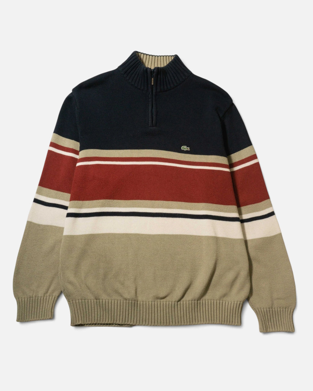 Jersey Lacoste Cremallera Rayas Vintage — Talla XL