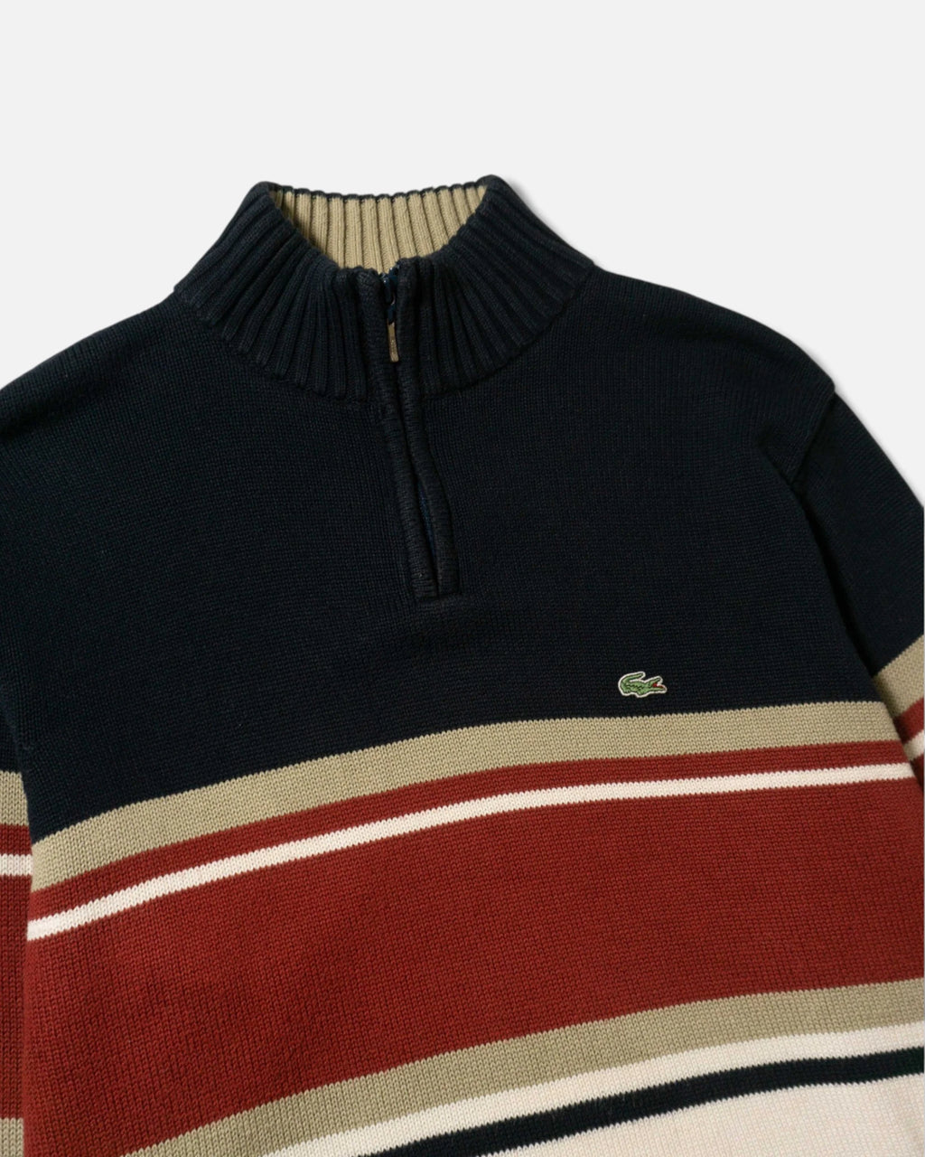 Jersey Lacoste Cremallera Rayas Vintage — Talla XL