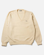 Jersey Lacoste Vneck Crema Vintage 90s — Talla M