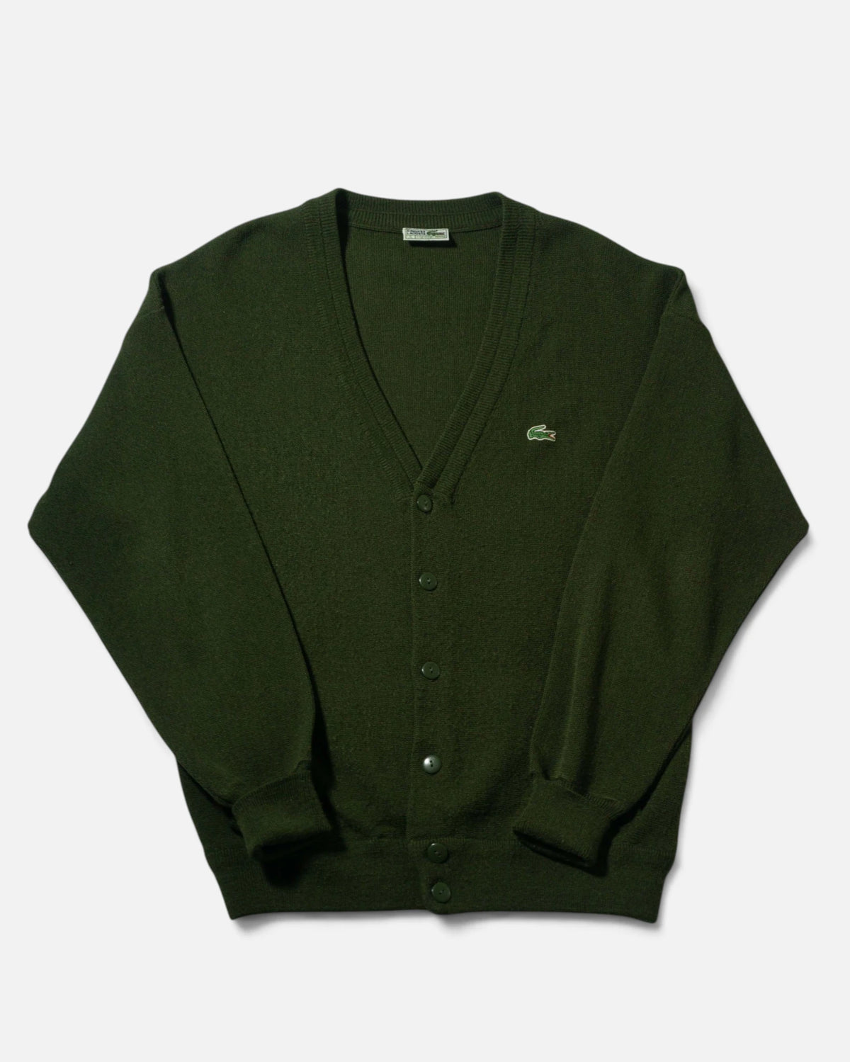 Cárdigan Lacoste Verde Musgo Vintage 80s — Talla L
