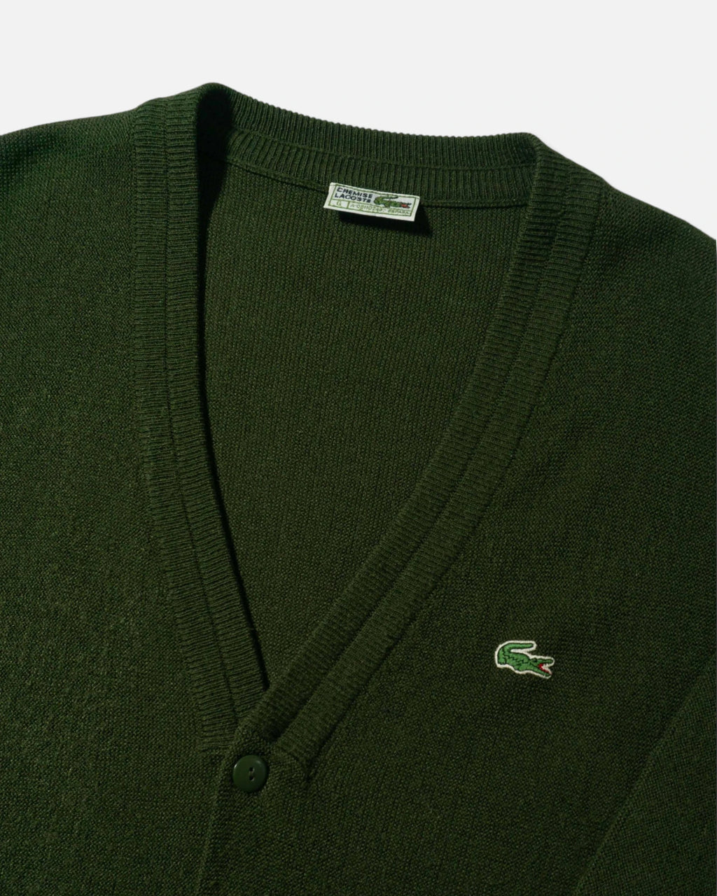 Cárdigan Lacoste Verde Musgo Vintage 80s — Talla L