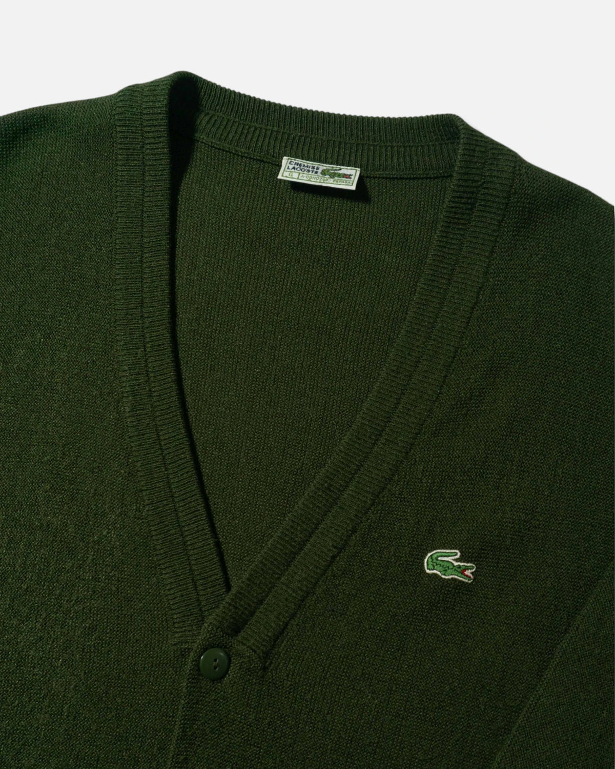 Cárdigan Lacoste Verde Musgo Vintage 80s — Talla L