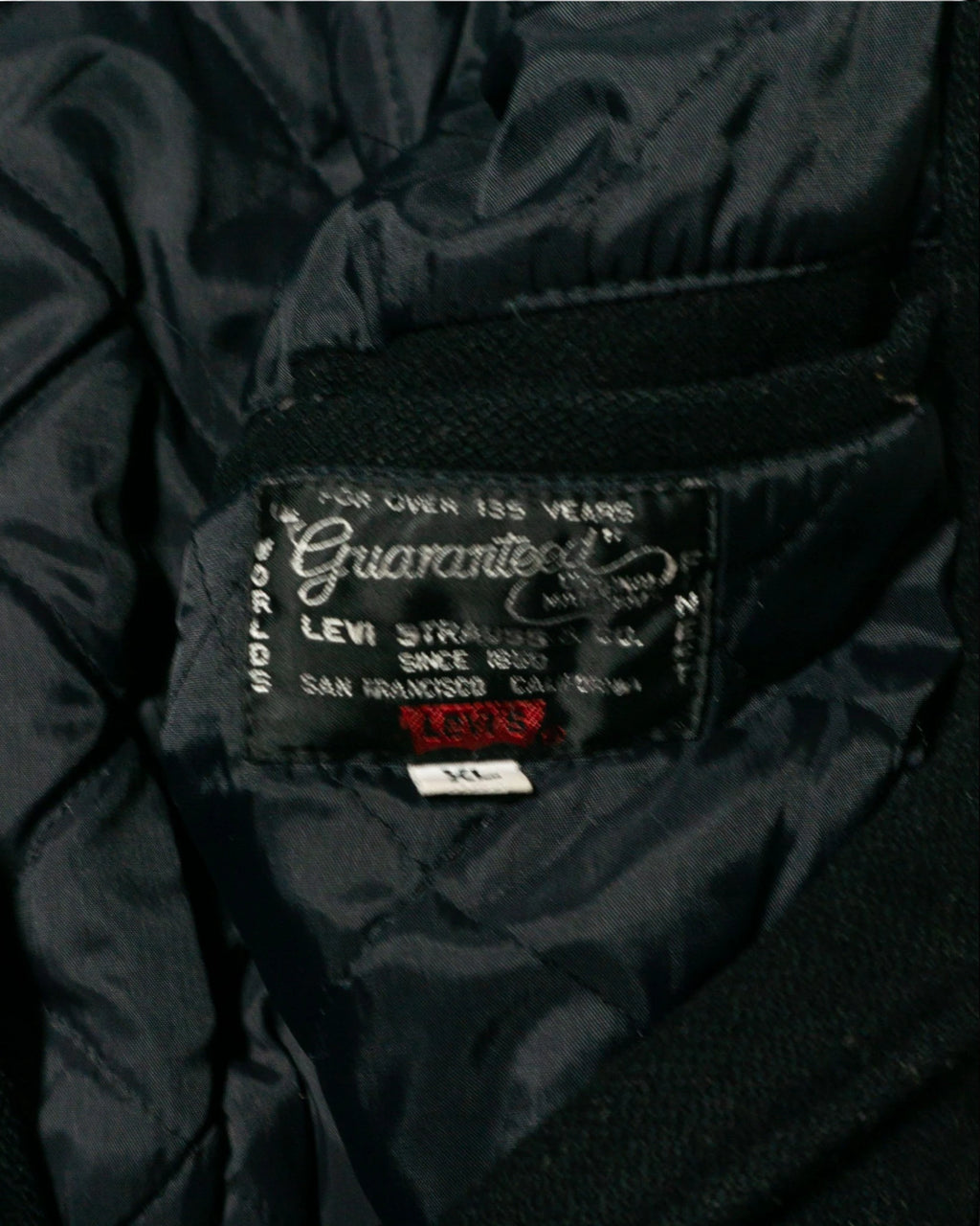 Chaqueta Varsity Levi's Lana Negra Vintage 90s — Talla XL