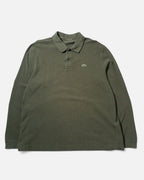 Polo Lacoste Manga Larga Verde Kaki Vintage — Talla XL
