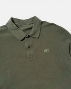 Polo Lacoste Manga Larga Verde Kaki Vintage — Talla XL