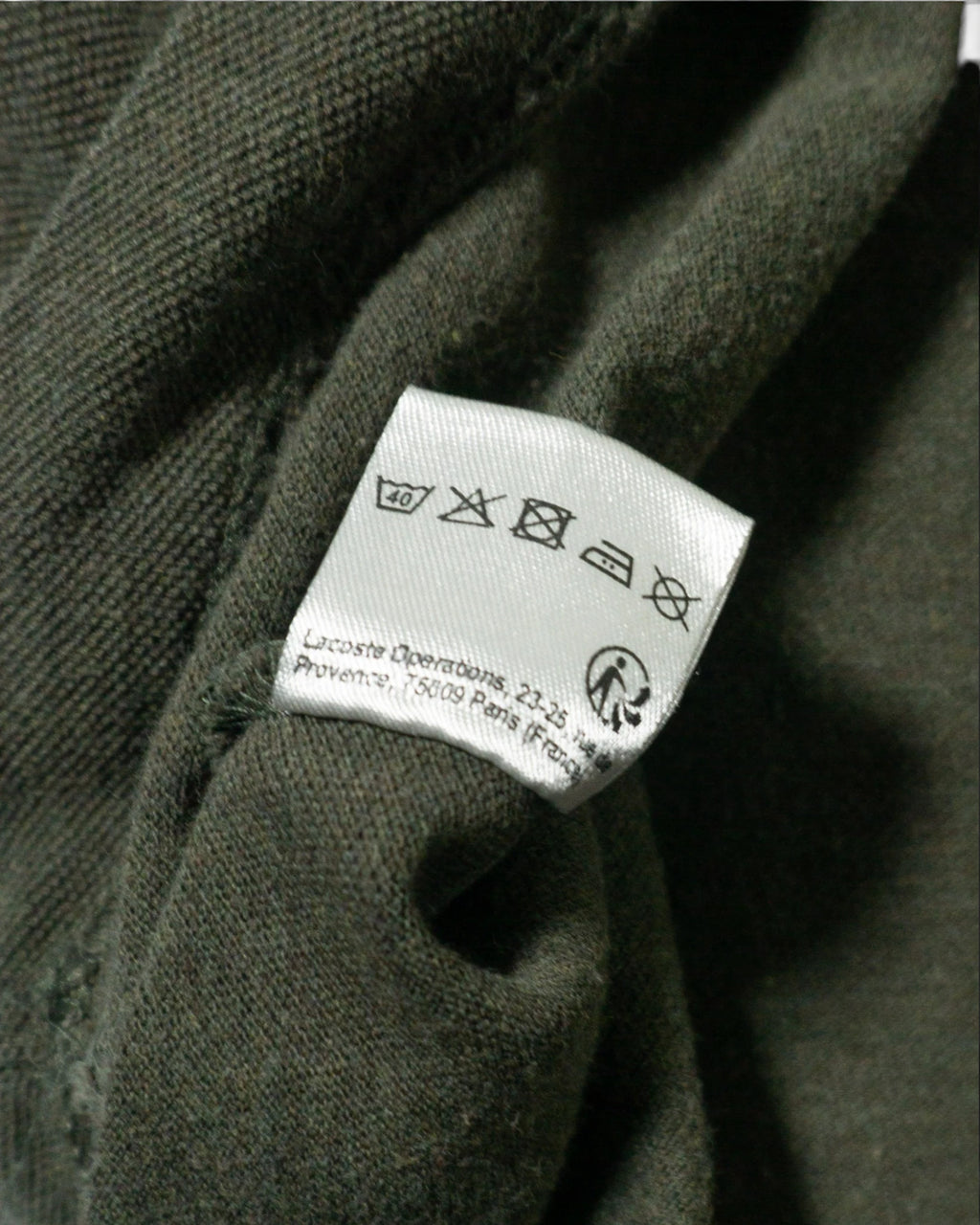 Polo Lacoste Manga Larga Verde Kaki Vintage — Talla XL