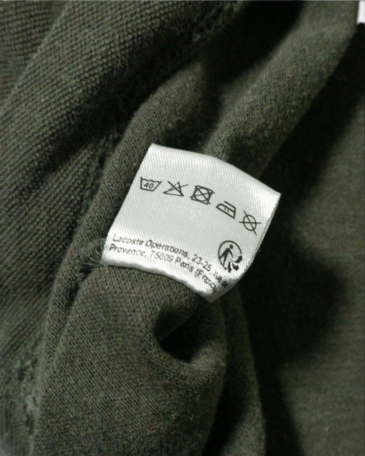 Polo Lacoste Manga Larga Verde Kaki Vintage — Talla XL