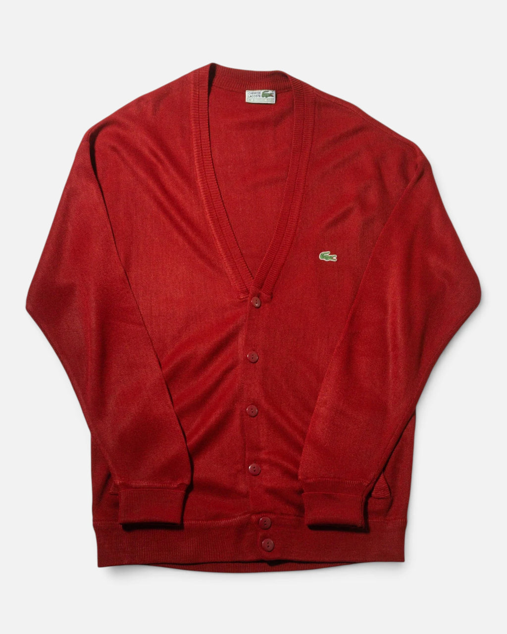 Cárdigan Lacoste Rojo Carmín Vintage 90s — Talla L