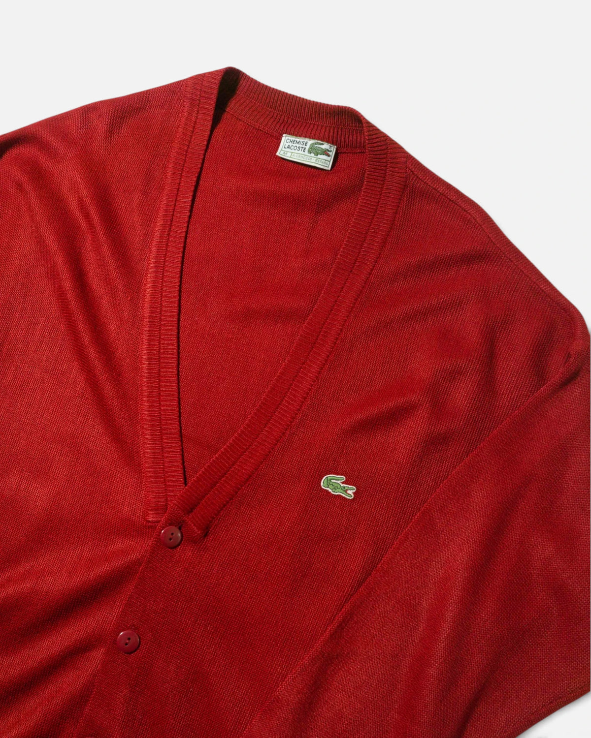 Cárdigan Lacoste Rojo Carmín Vintage 90s — Talla L
