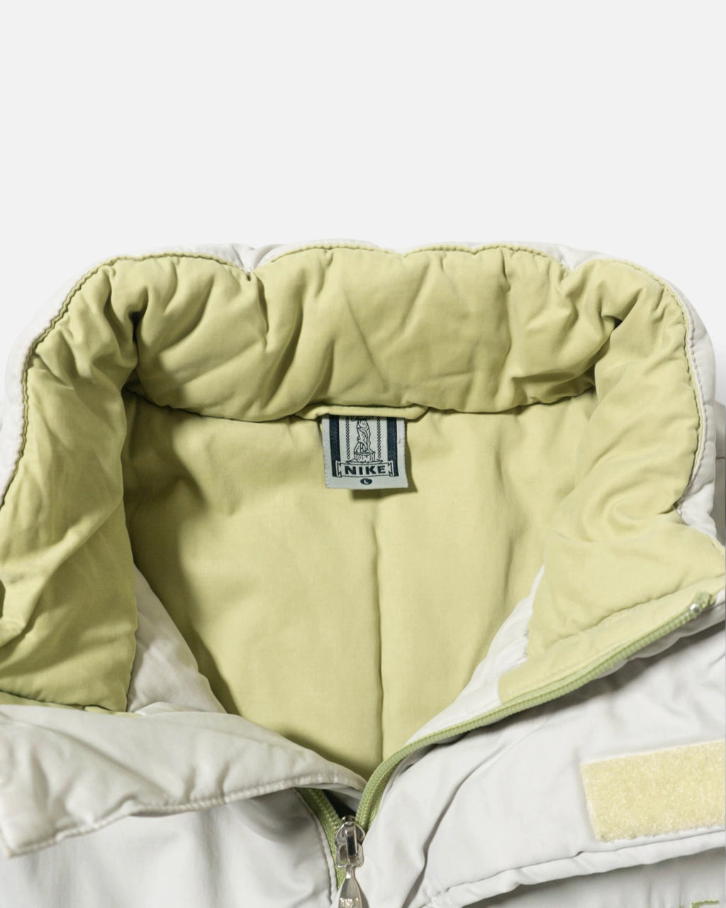 Chaqueta Nike Acolchada Hueso Verde Vintage — Talla L Mujer