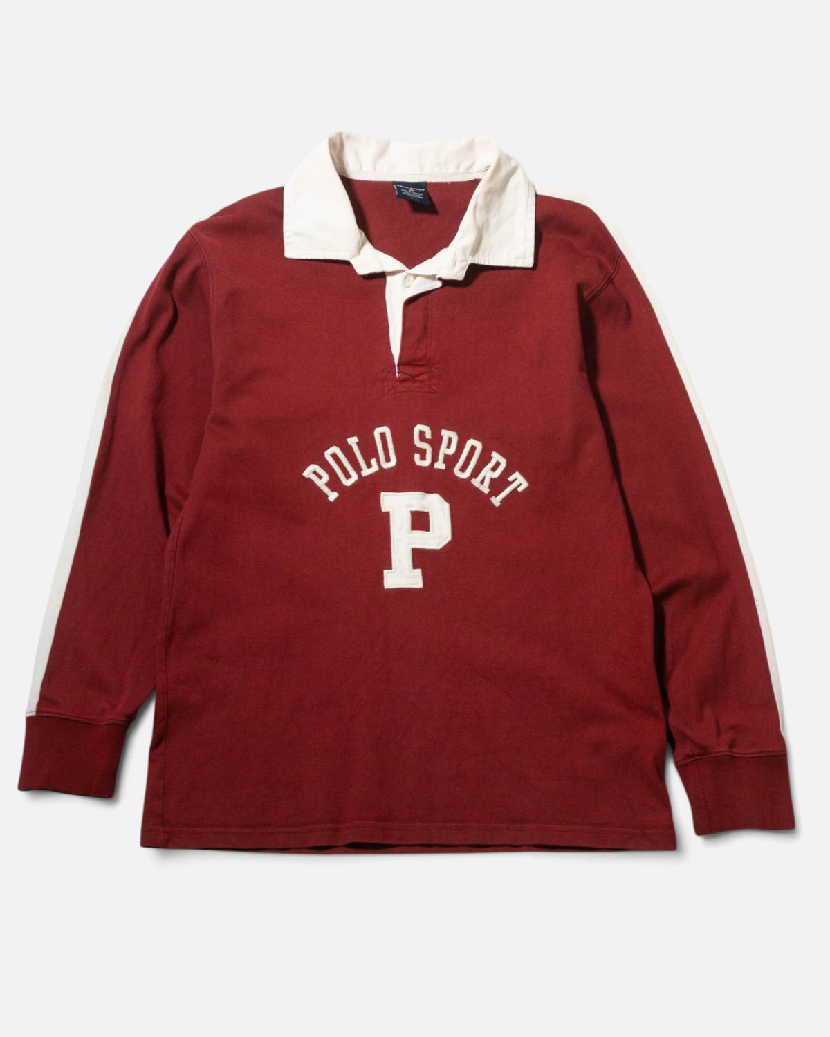 Polo Rugby Polo Sport Ralph Lauren Burdeos Vintage 90s — Talla L (Mujer)