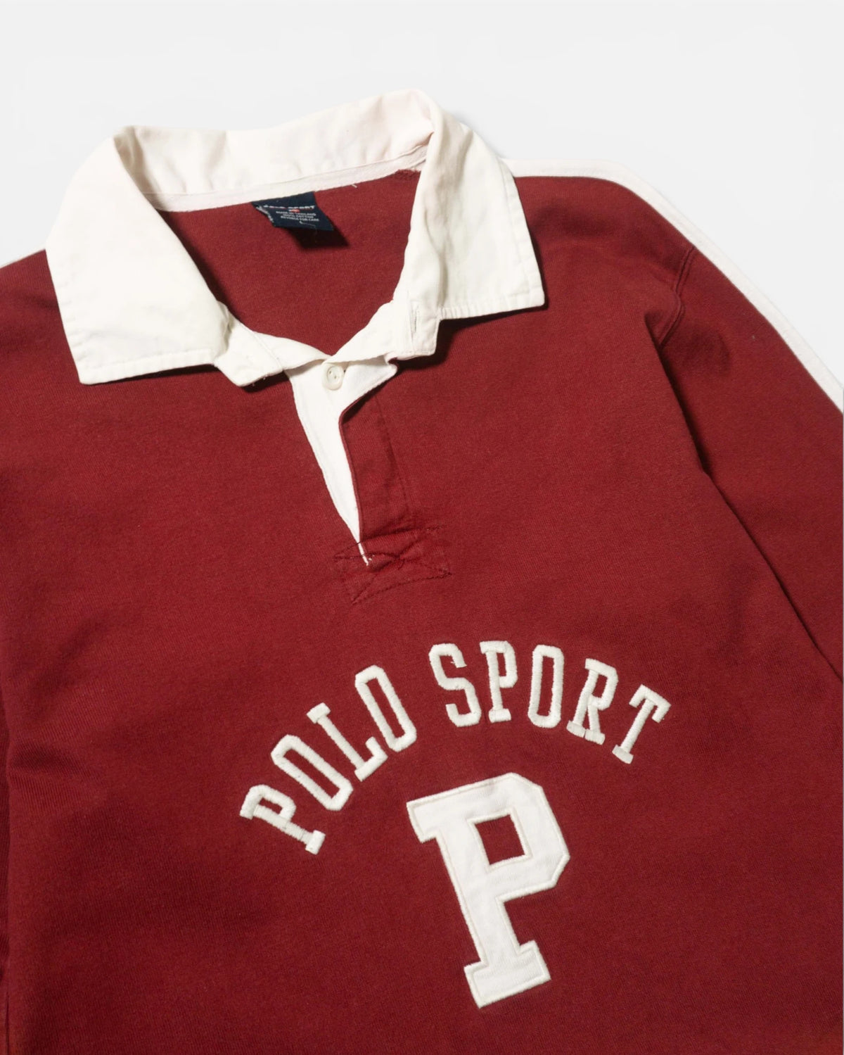 Polo Rugby Polo Sport Ralph Lauren Burdeos Vintage 90s — Talla L (Mujer)