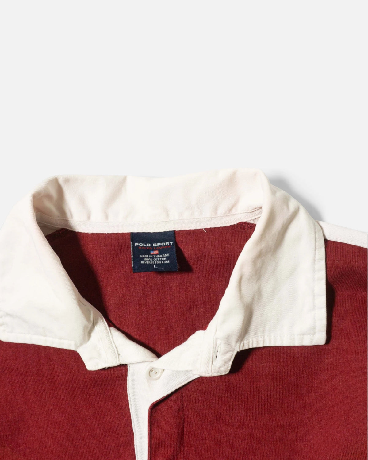 Polo Rugby Polo Sport Ralph Lauren Burdeos Vintage 90s — Talla L (Mujer)