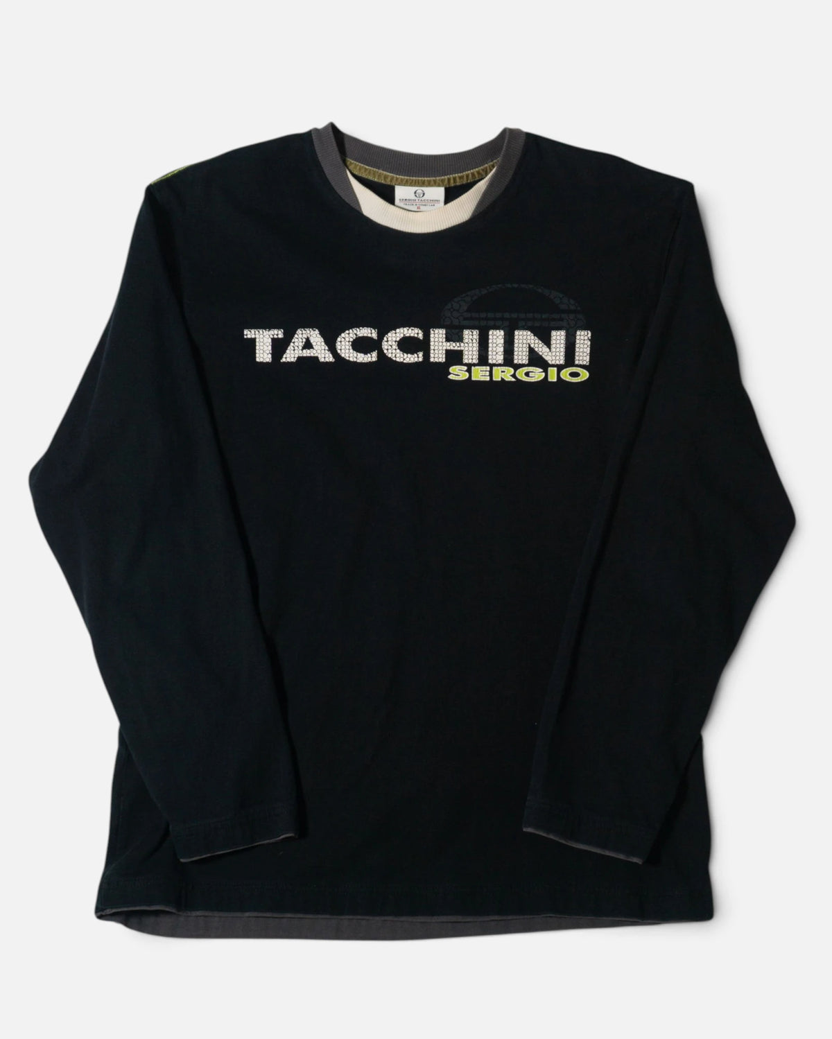 Camiseta Sergio Tacchini Negra Vintage 90s — Talla XL