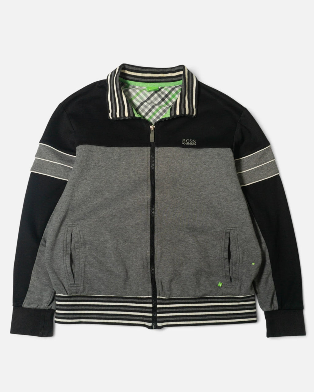 Chaqueta Boss Hugo Boss Gris Negra Vintage — Talla M