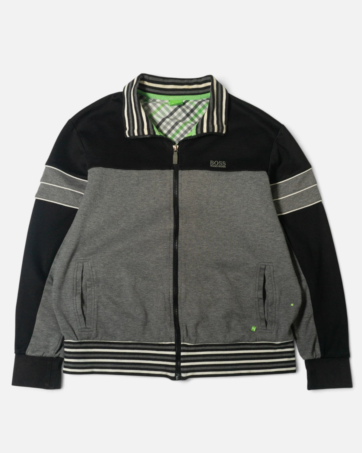 Chaqueta Boss Hugo Boss Gris Negra Vintage — Talla M