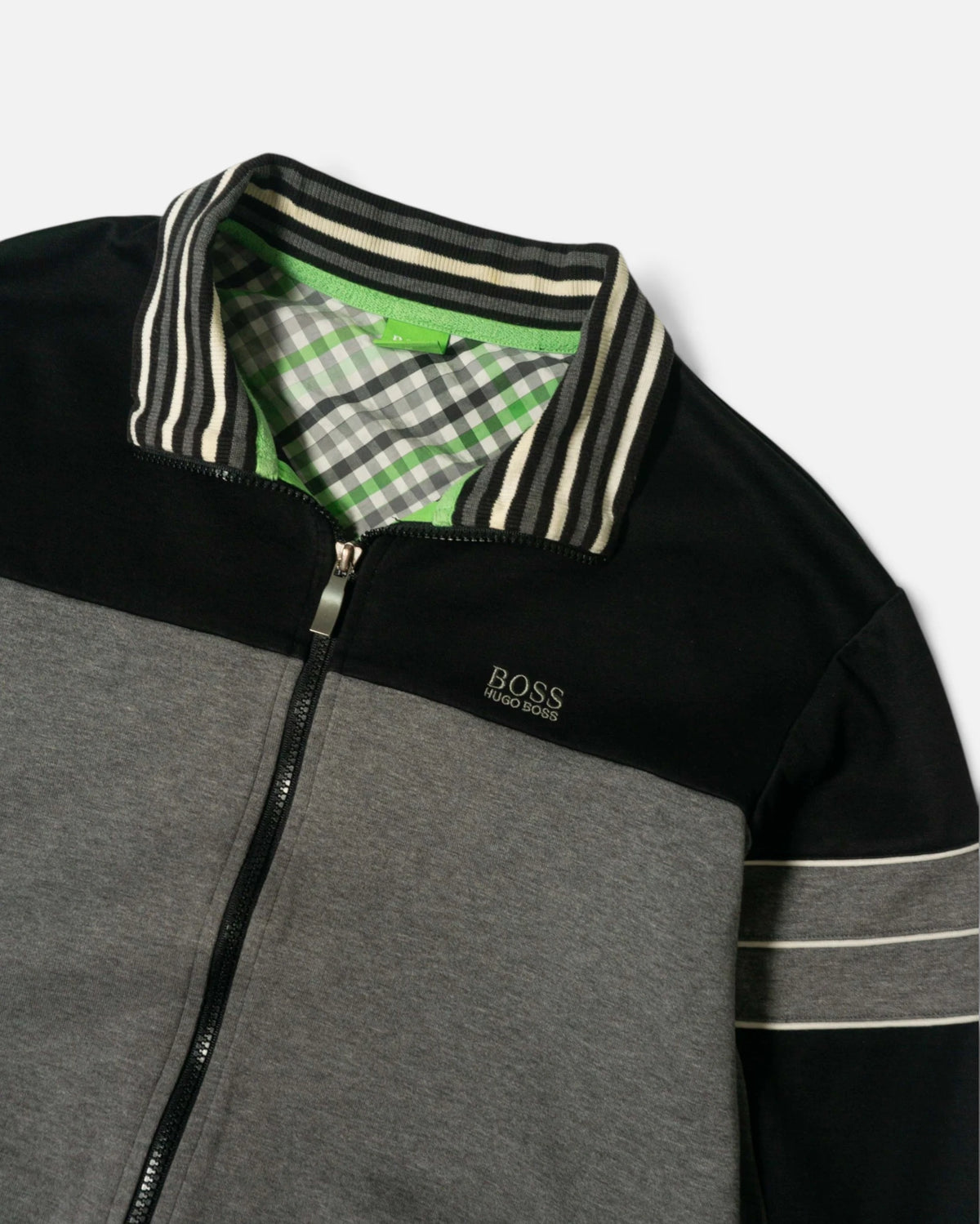 Chaqueta Boss Hugo Boss Gris Negra Vintage — Talla M