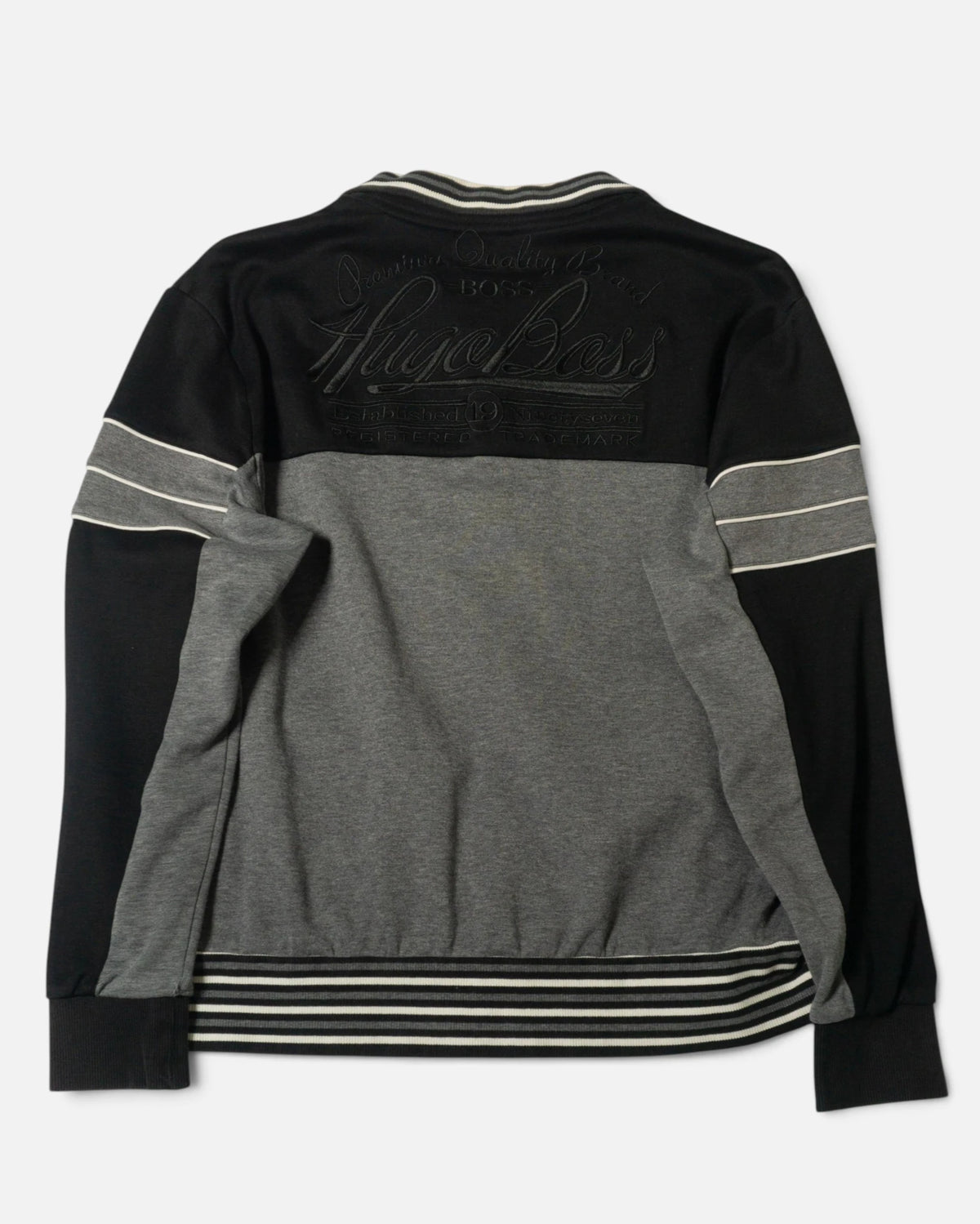 Chaqueta Boss Hugo Boss Gris Negra Vintage — Talla M
