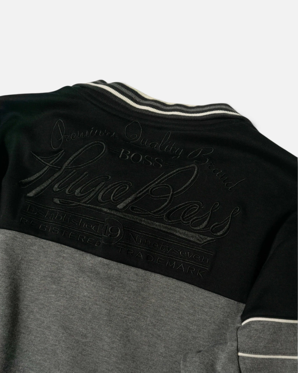 Chaqueta Boss Hugo Boss Gris Negra Vintage — Talla M
