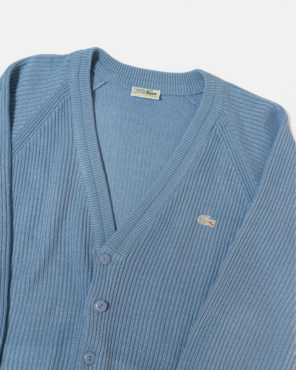 Cárdigan Lacoste Azul Celeste Vintage 90s — Talla M