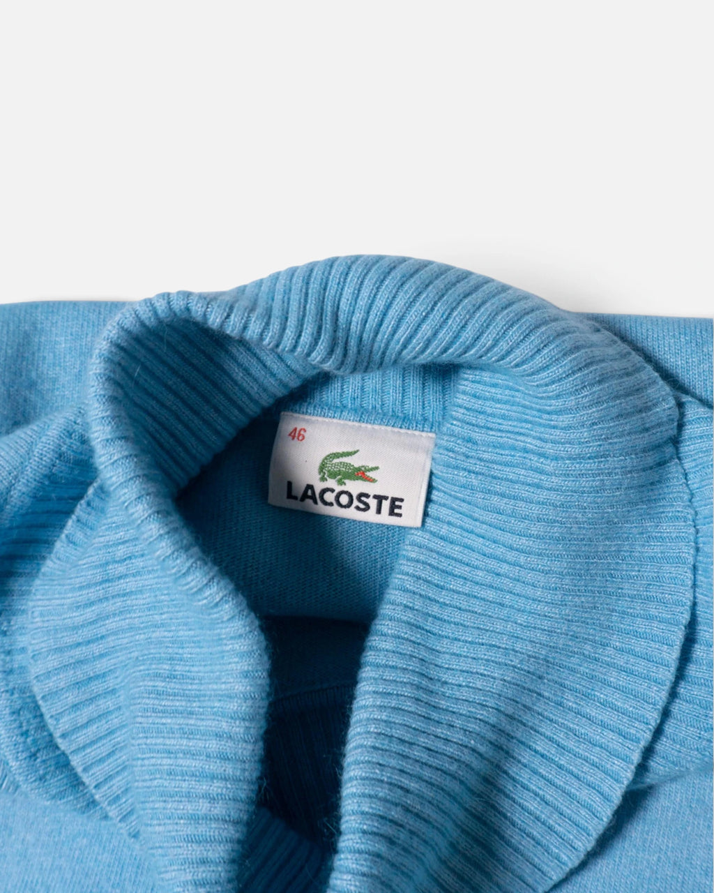 Jersey Lacoste Cuello Alto Celeste Vintage — Talla M
