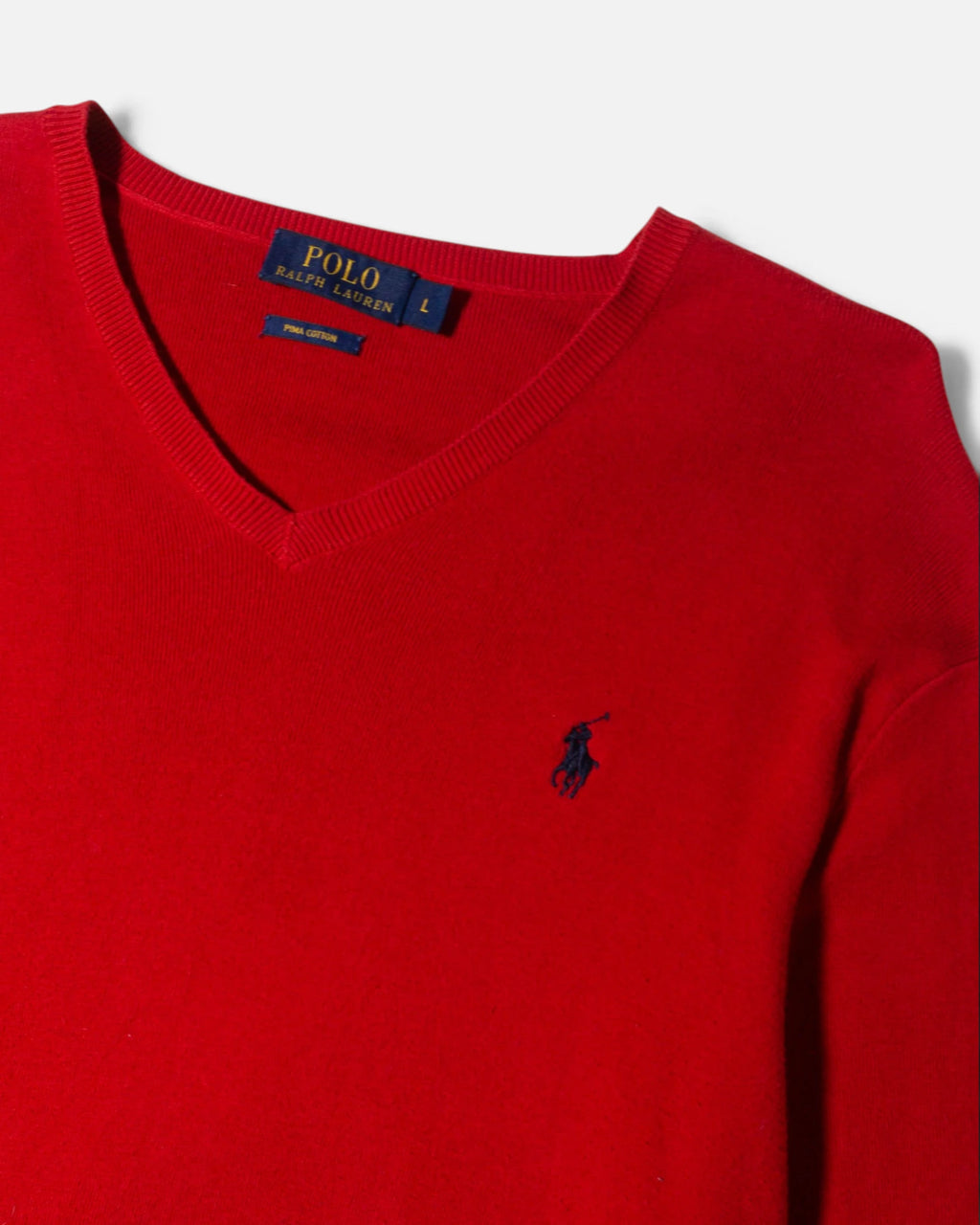 Jersey Ralph Lauren Rojo Cuello V Vintage — Talla M