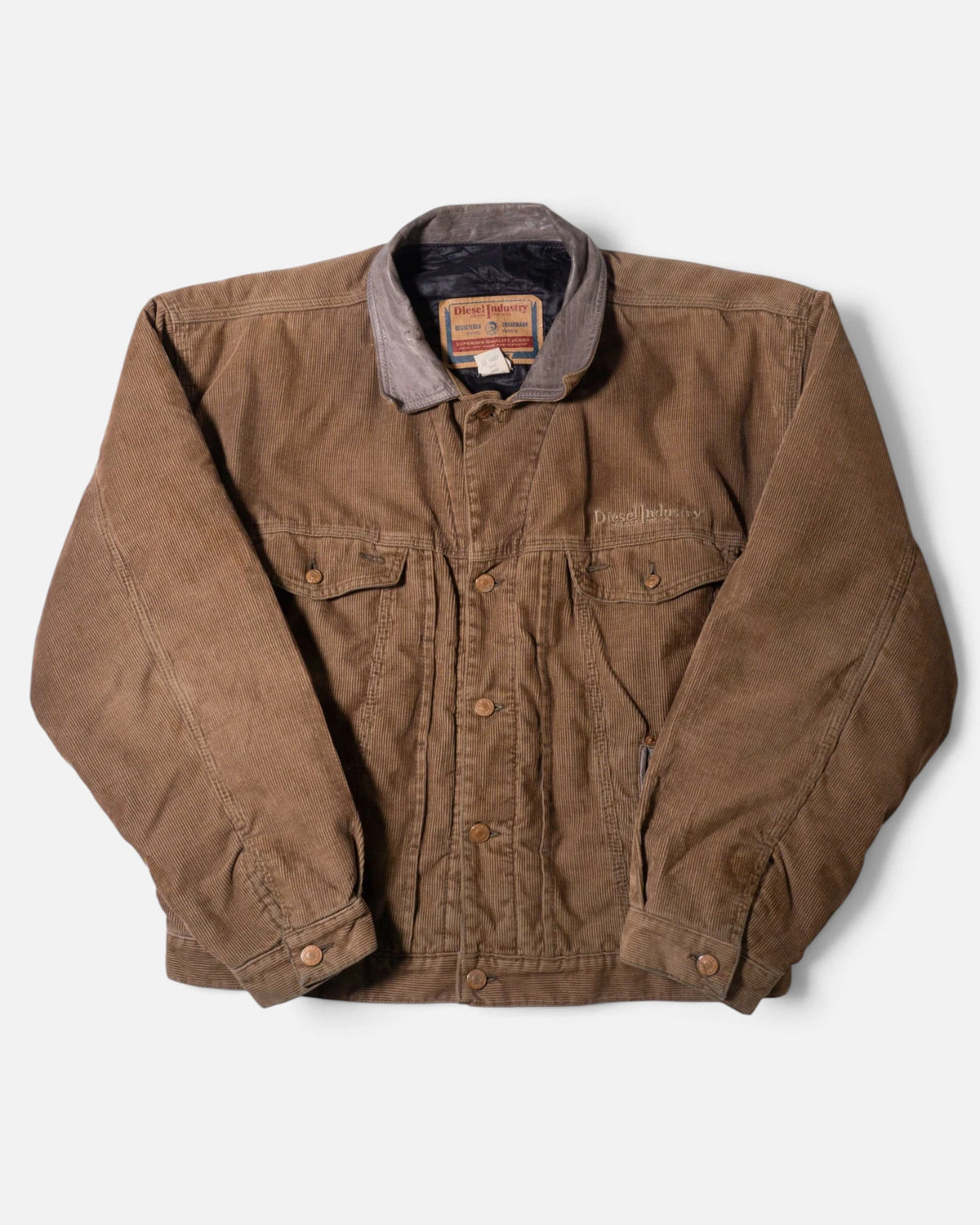 Chaqueta Diesel Pana Marrón Cuello Piel Vintage 90s — Talla L