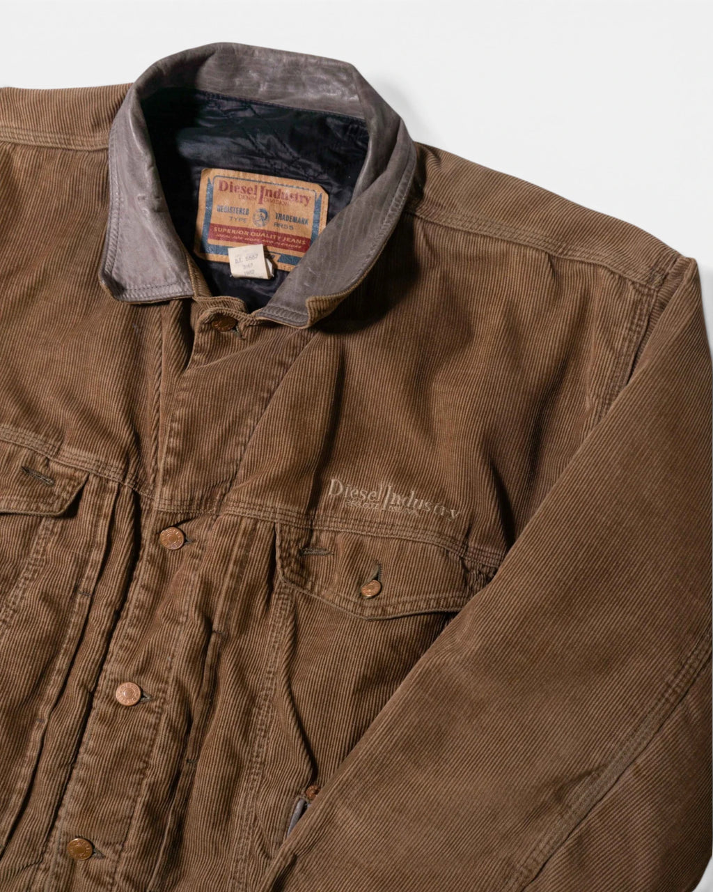 Chaqueta Diesel Pana Marrón Cuello Piel Vintage 90s — Talla L