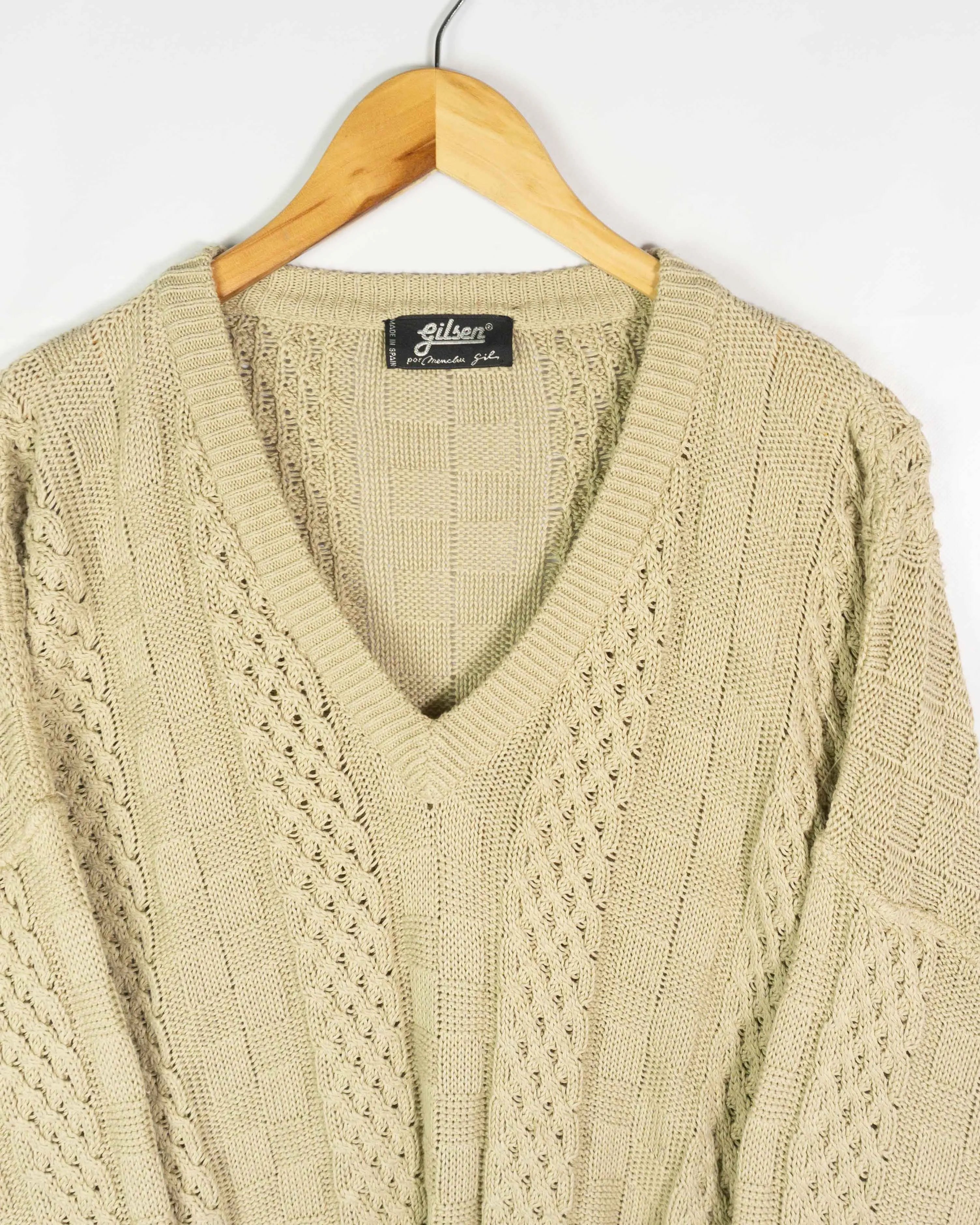 Jersey beige vintage 90s marrón L