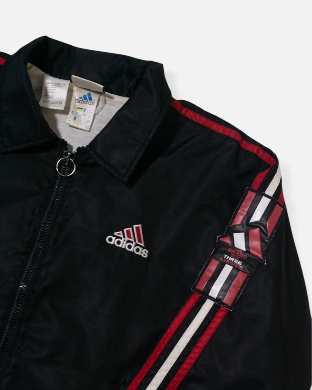 Chaqueta Adidas Negra Roja Vintage 90s — Talla M