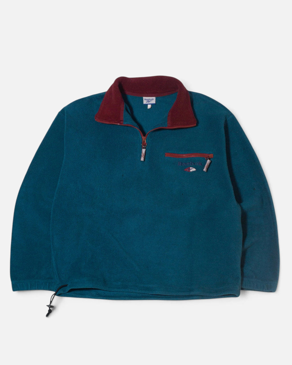 Chaqueta Polar Reebok Azul Petróleo Vintage 90s — Talla M