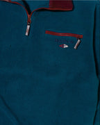 Chaqueta Polar Reebok Azul Petróleo Vintage 90s — Talla M