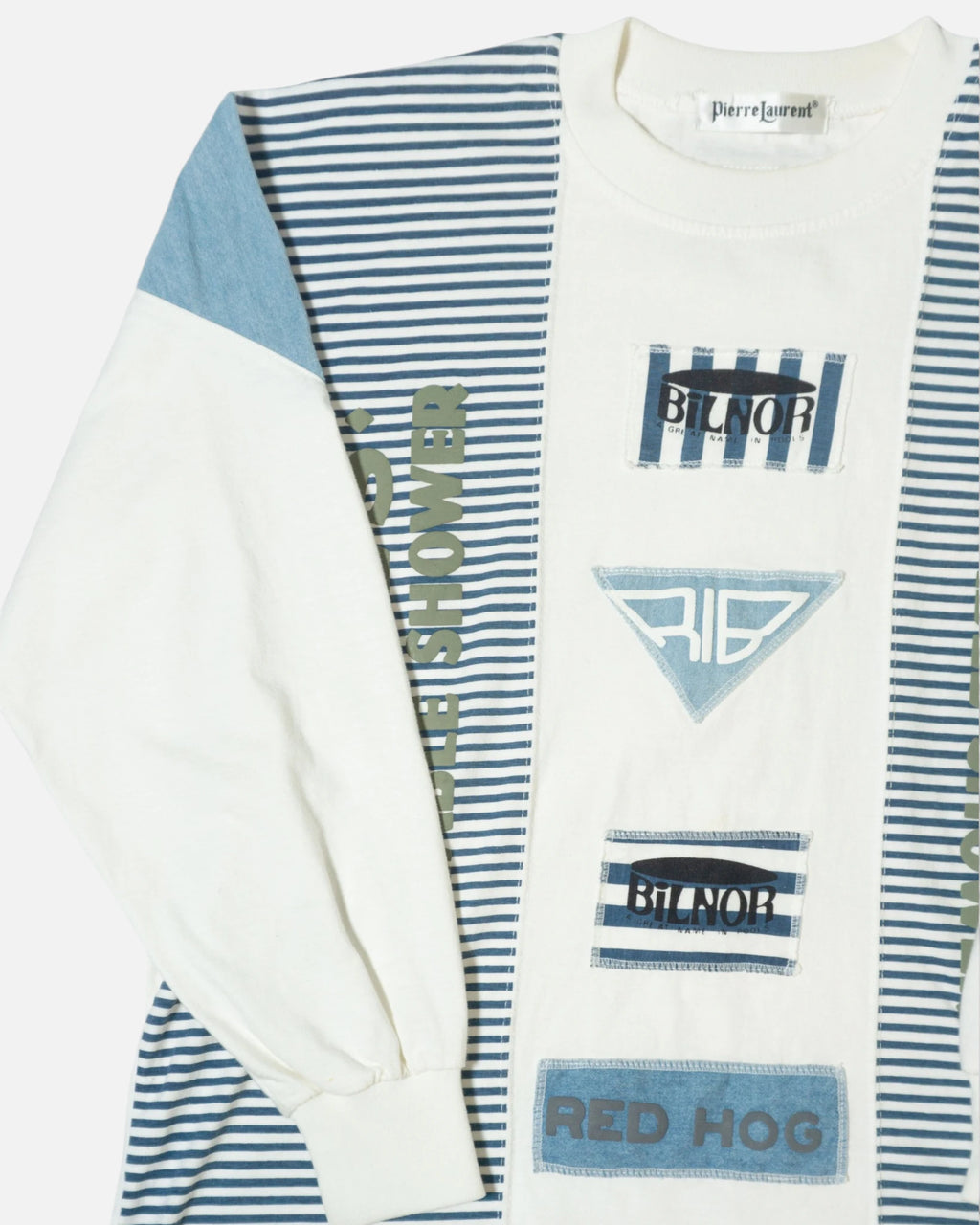 Camiseta larga Pierre Laurent Rayas Vintage 90s — Talla L