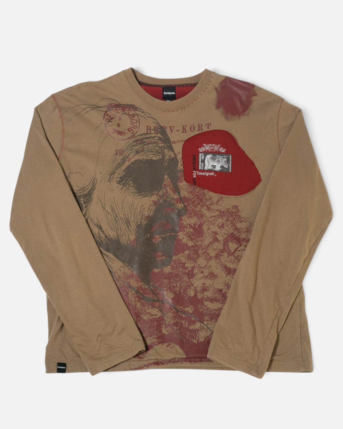 Sudadera Desigual Gráfica Marrón Y2K— Talla XXL