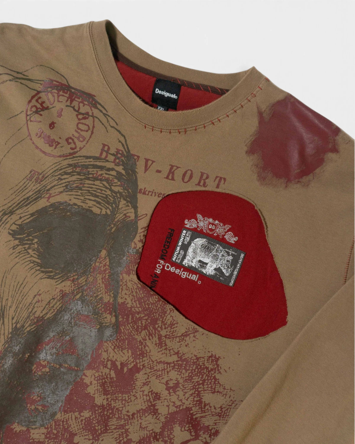 Sudadera Desigual Gráfica Marrón Y2K— Talla XXL