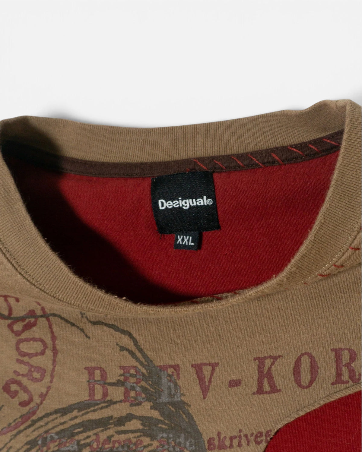 Sudadera Desigual Gráfica Marrón Y2K— Talla XXL