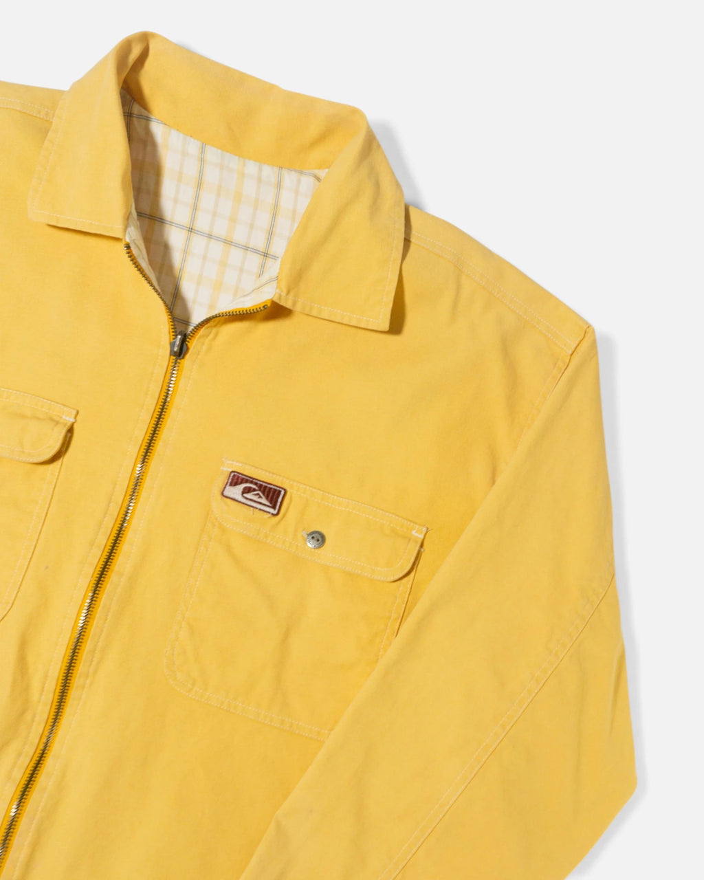 Chaqueta Quiksilver vintage 90s Reversible Amarilla Cuadros — Talla L