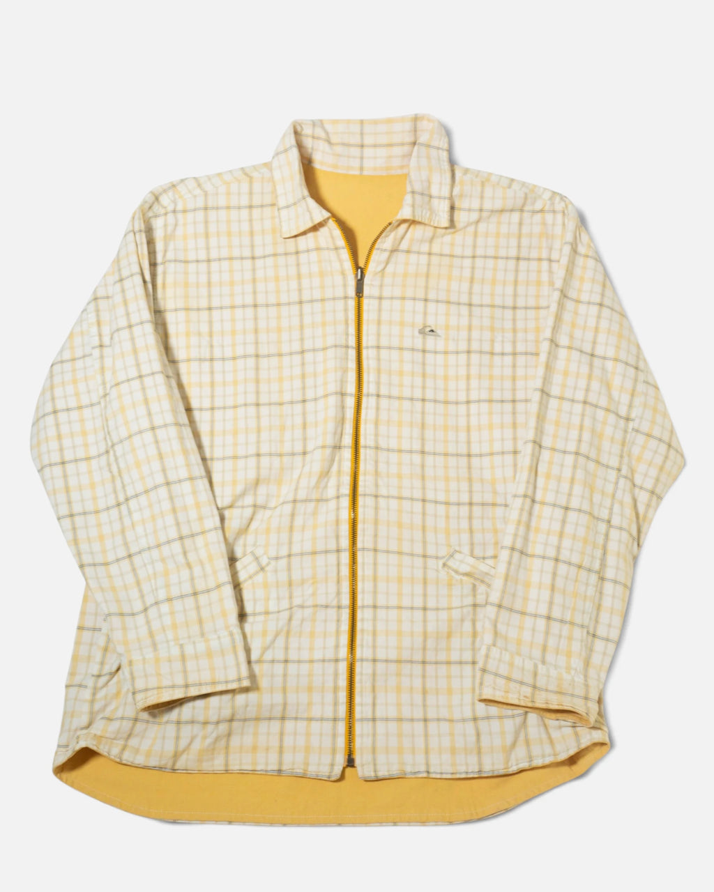 Chaqueta Quiksilver vintage 90s Reversible Amarilla Cuadros — Talla L