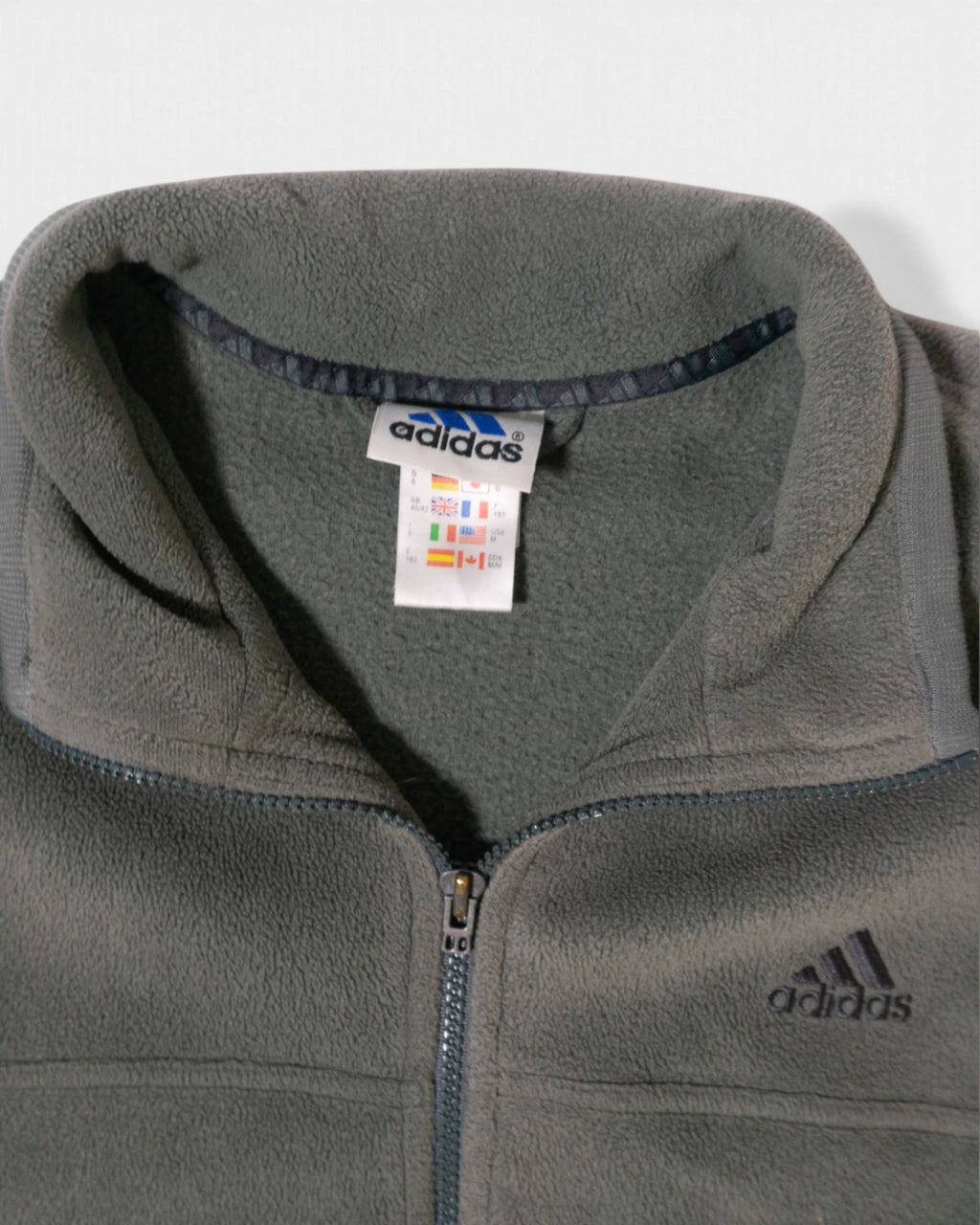 Chaqueta Polar Adidas Gris Cemento Vintage — Talla L