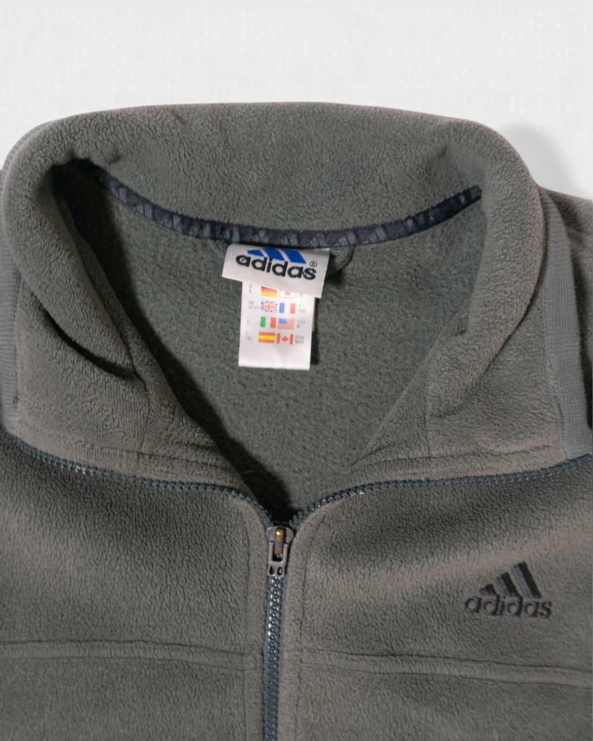 Chaqueta Polar Adidas Gris Cemento Vintage — Talla L