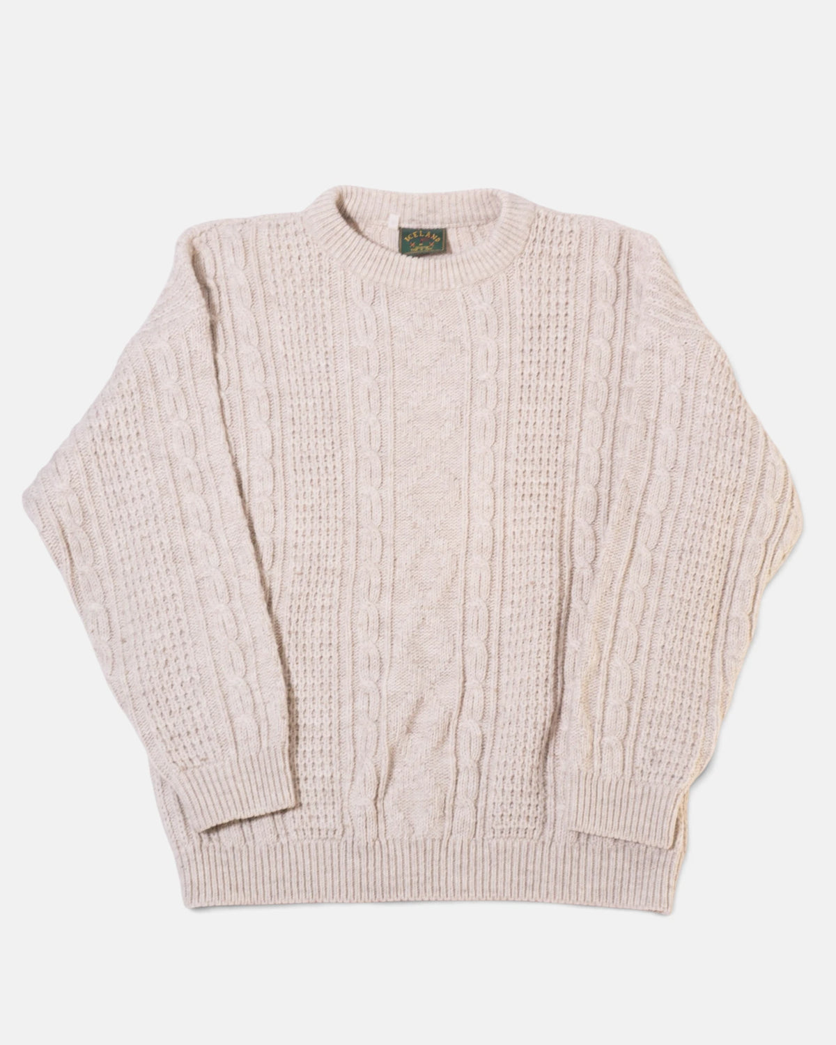 Jersey Trenzado Crema Vintage 90s Made In Italy — Talla XL
