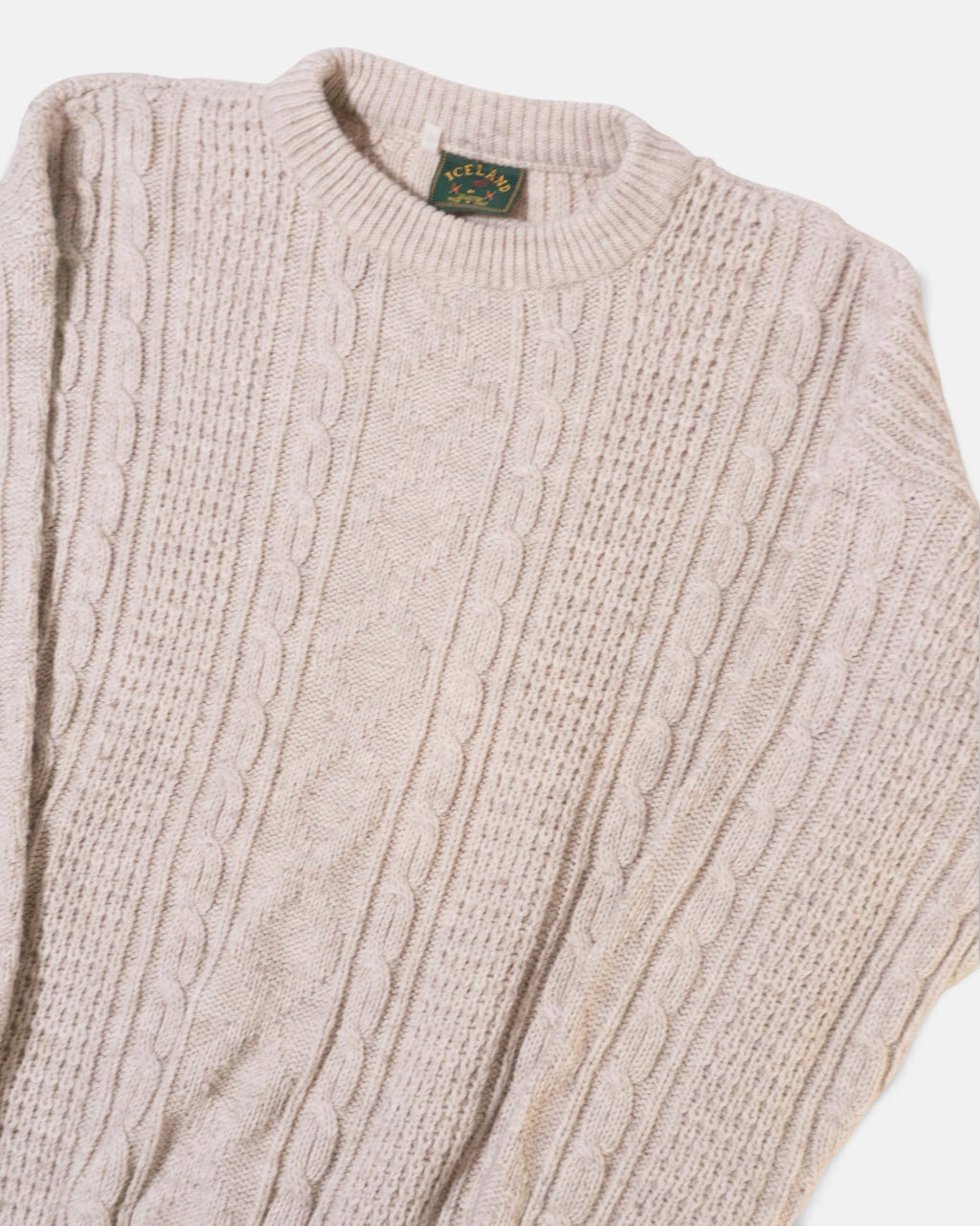 Jersey Trenzado Crema Vintage 90s Made In Italy — Talla XL
