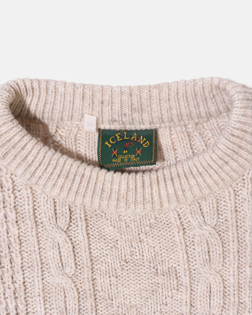Jersey Trenzado Crema Vintage 90s Made In Italy — Talla XL