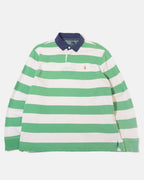 Polo Rugby Ralph Lauren Verde Rayas Vintage — Talla L
