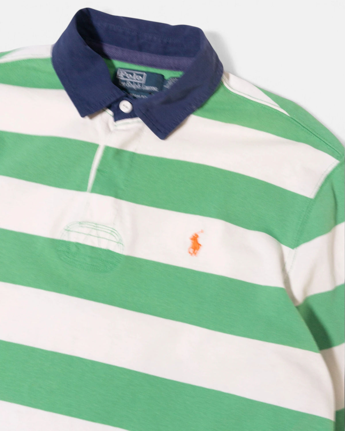 Polo Rugby Ralph Lauren Verde Rayas Vintage — Talla L